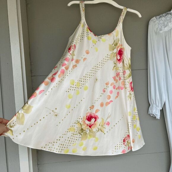 Oscar de la Renta Pink Label Floral Satin Slip Dress M - Picture 7 of 8